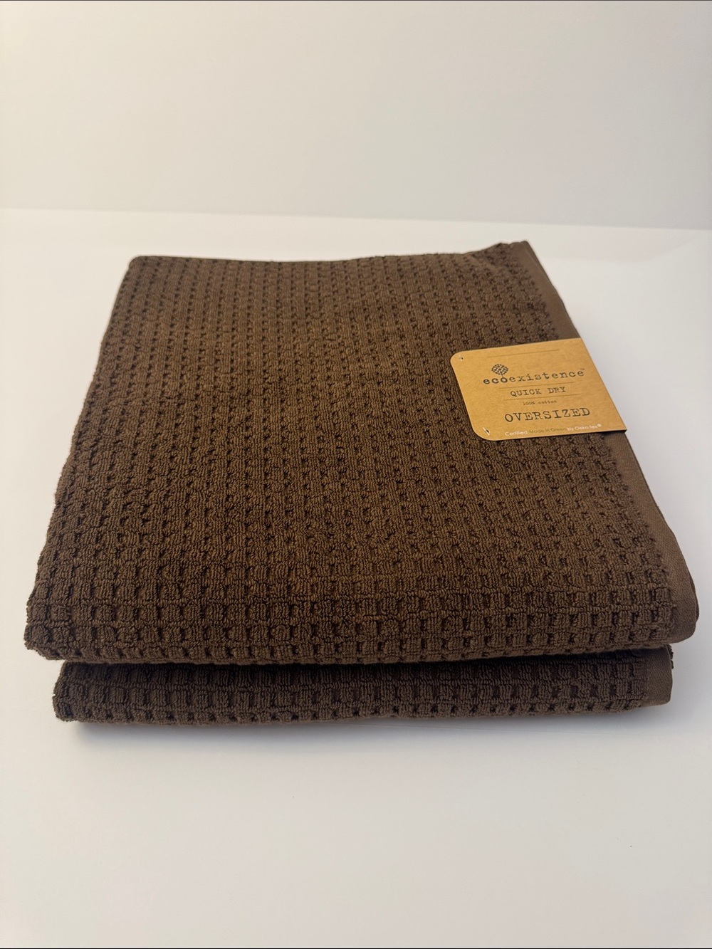 10pc ECOEXISTENCE Quick Dry 100% Cotton Oversized Bath Towel Set - Chocolate - Picture 2 of 11
